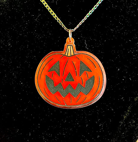 Neon Halloween Jack O Lantern Necklace