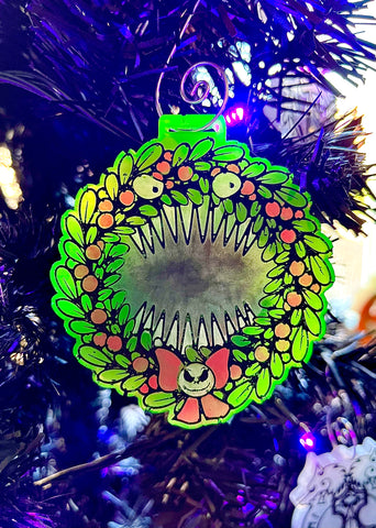 Neon Green Monster Wreath Ornament