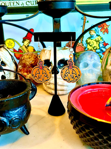Neon Halloween Jack O Lantern Earrings