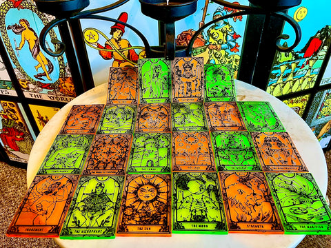 Neon Halloween Complete Standard Major Arcana Tarot Deck