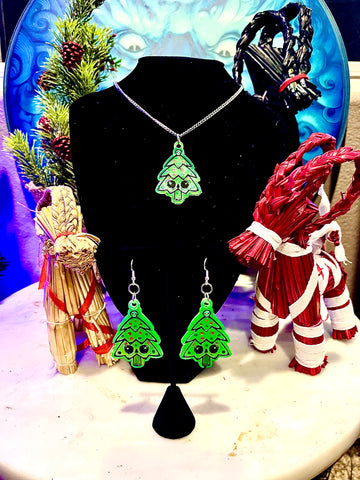 Neon Green Yule Tree Jewelry Set